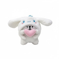 Toyuki Puppy plush bag charm featuring a cute animal costume design with soft fabric and detailed animal features.