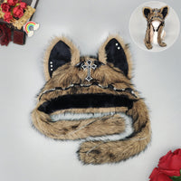 Dark Kawaii Faux Fur Cat Ear Hood Hat