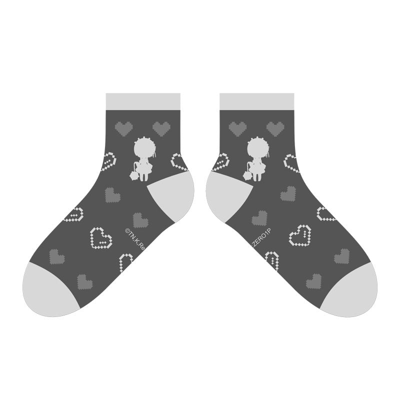 Re:Zero Rem Ram Pixel Art Anime Socks