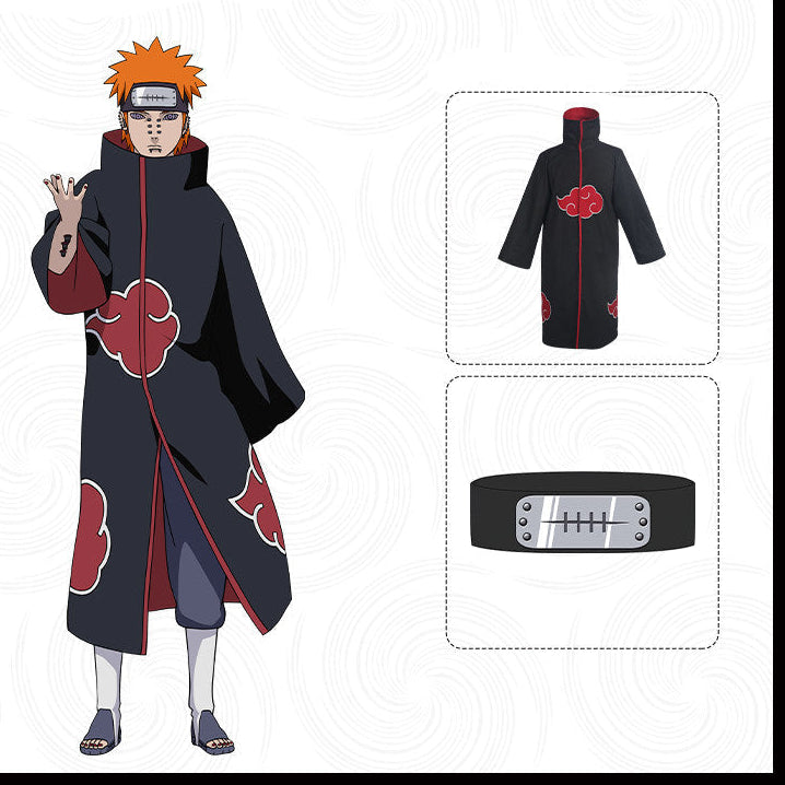 Naruto Pain Cosplay Set – Akatsuki Robe & Accessories