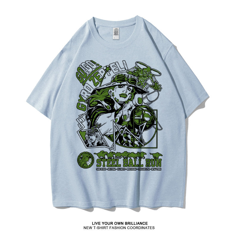 Dunlun Mosho Jojo's Bizarre Adventure Steel Ball Run Characters, Part 7, Short Sleeve T Shirt, 100% Cotton,