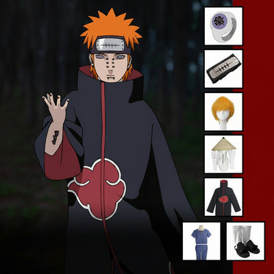 Naruto Pain Cosplay Set – Akatsuki Robe & Accessories