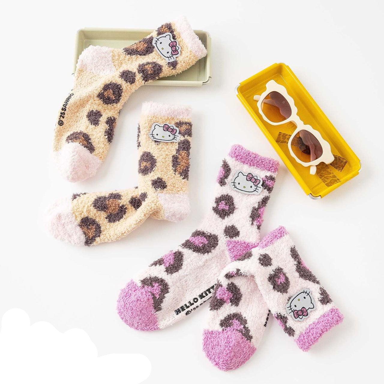 Hello Kitty Leopard Coral Fleece Socks