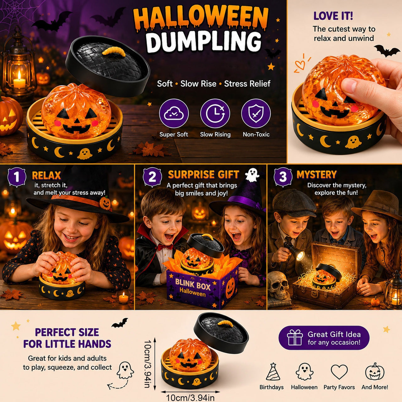 Halloween Mystery Blind Box Squeeze Squishy Dumpling Toy