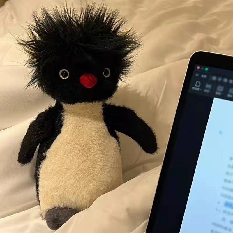 Fluffy Penguin JellyCat British doll, Ronnie Jumping Rock Jump Plush soothing penguin animal