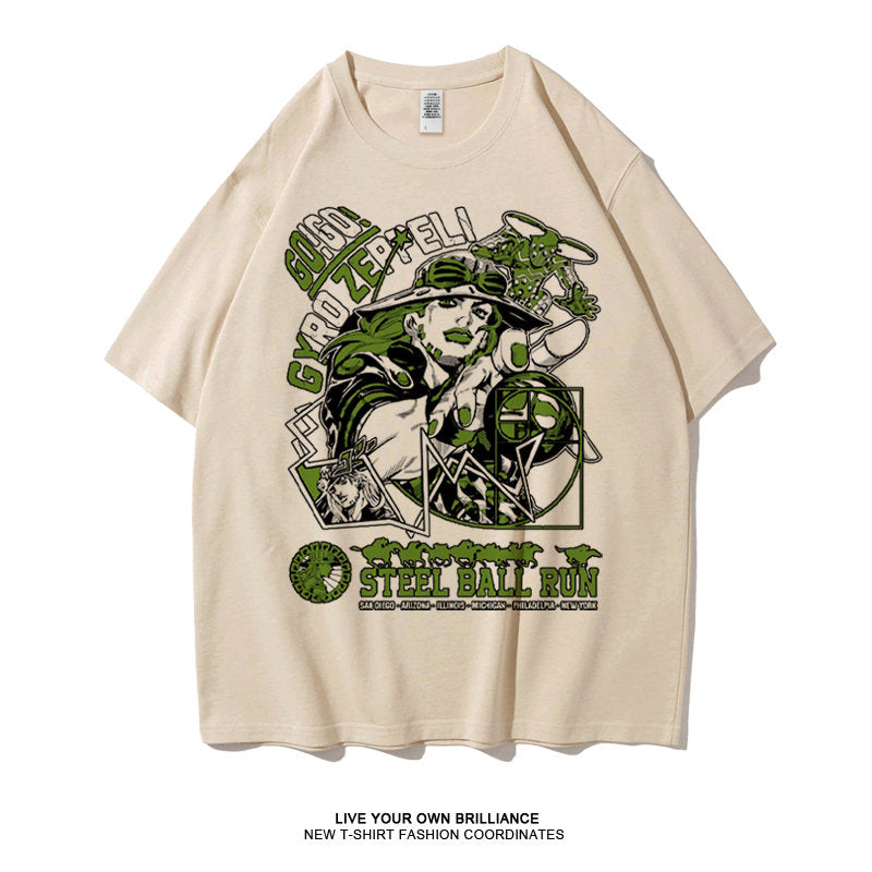 Dunlun Mosho Jojo's Bizarre Adventure Steel Ball Run Characters, Part 7, Short Sleeve T Shirt, 100% Cotton,
