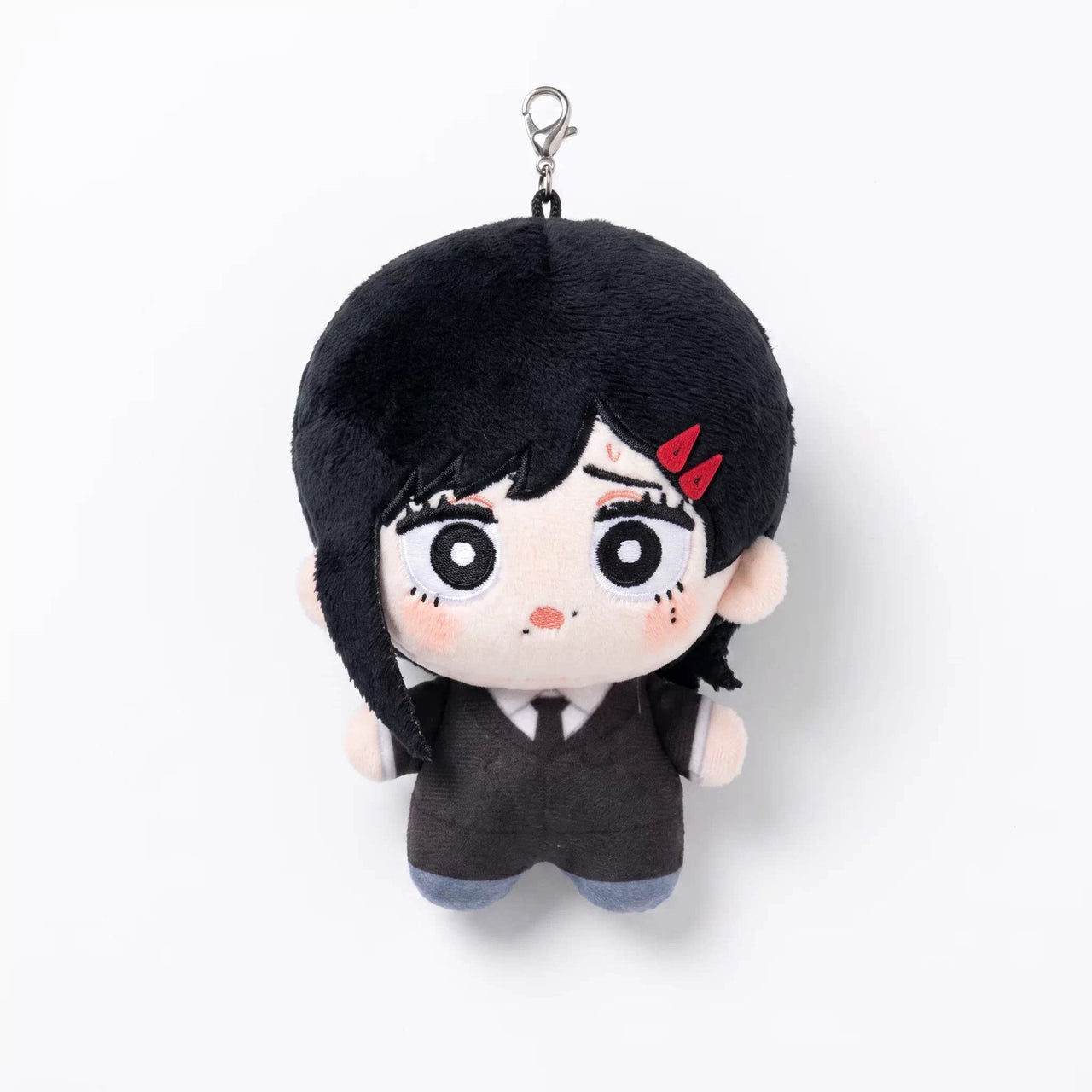 Chainsaw Man plush keychains featuring Makima, Aki, Kobeni, and Angel Devil characters from Yosida, hanging from a keyring.
