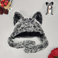 Dark Kawaii Faux Fur Cat Ear Hood Hat
