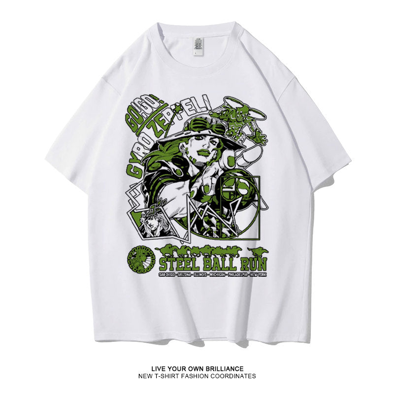 Dunlun Mosho Jojo's Bizarre Adventure Steel Ball Run Characters, Part 7, Short Sleeve T Shirt, 100% Cotton,