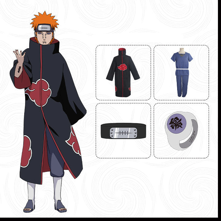 Naruto Pain Cosplay Set – Akatsuki Robe & Accessories