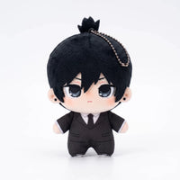 Yosida Chainsaw Man plush keychains featuring Makima, Aki, Kobeni, and Angel Devil with detailed character designs.