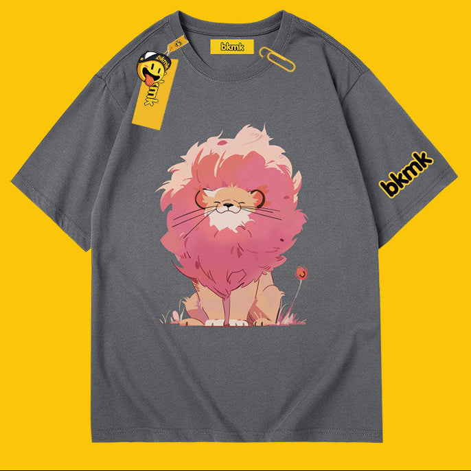 BKMK Anime Lion Graphic Oversized Cotton Tee