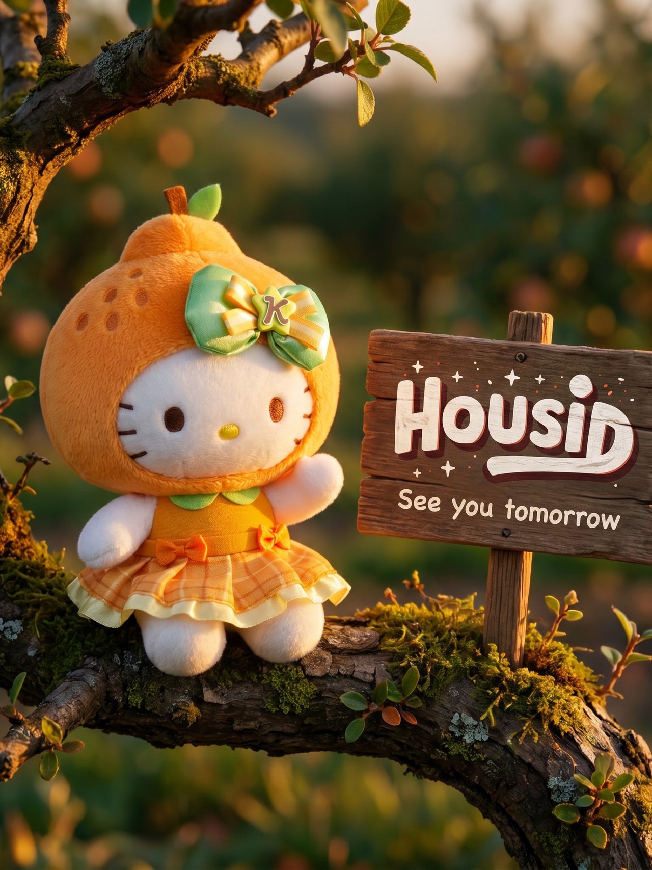 Japan HOUSID Jeju Island series orange KT backpack pendant plush keychain birthday gift