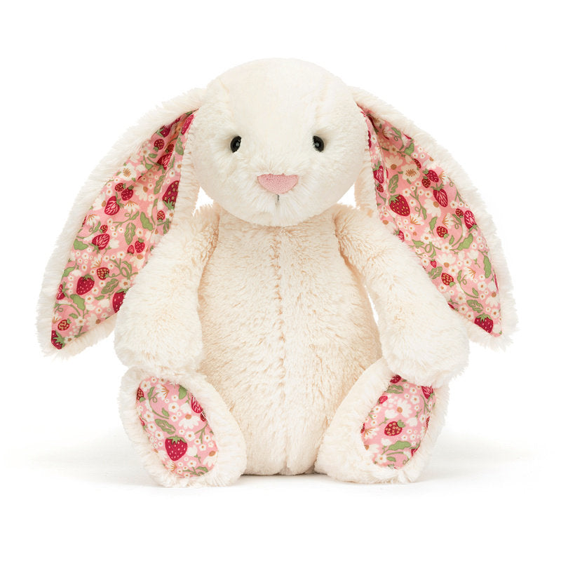 Jellycat Blossom Bunny plush rabbit with floral ears and soft feet, cuddly and adorable for children.