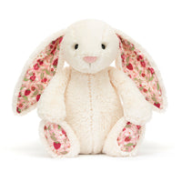 Jellycat Blossom Bunny plush rabbit with floral ears and soft feet, cuddly and adorable for children.
