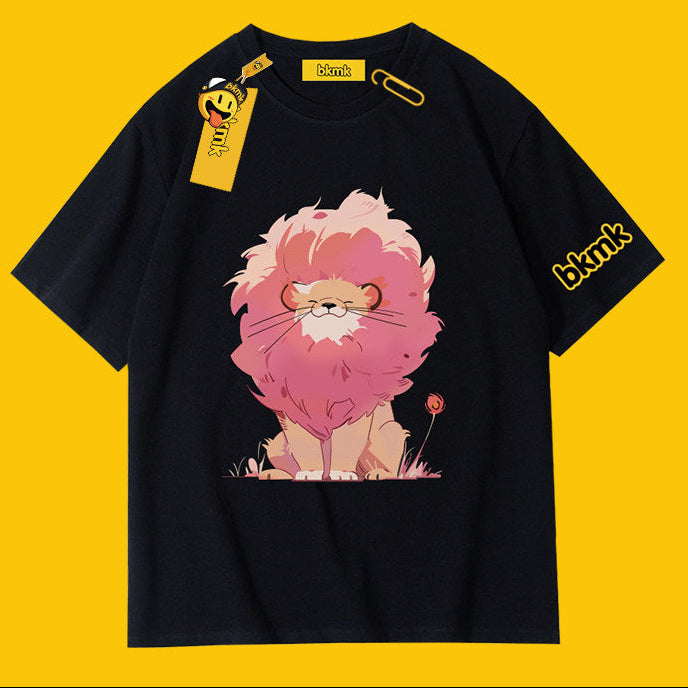 BKMK Anime Lion Graphic Oversized Cotton Tee