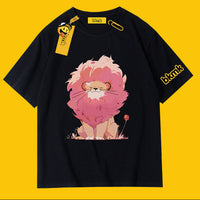 BKMK Anime Lion Graphic Oversized Cotton Tee