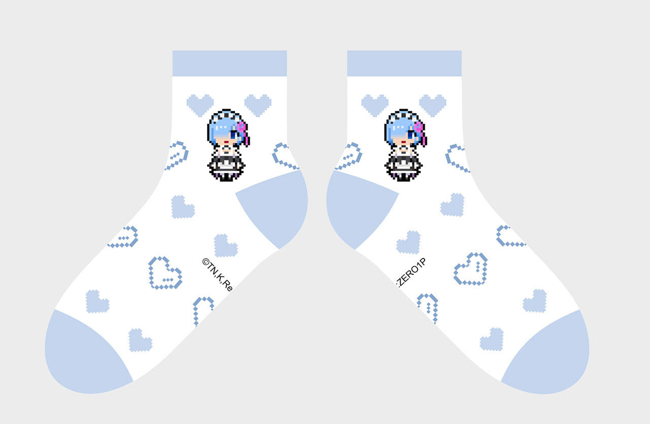 Re:Zero Rem Ram Pixel Art Anime Socks