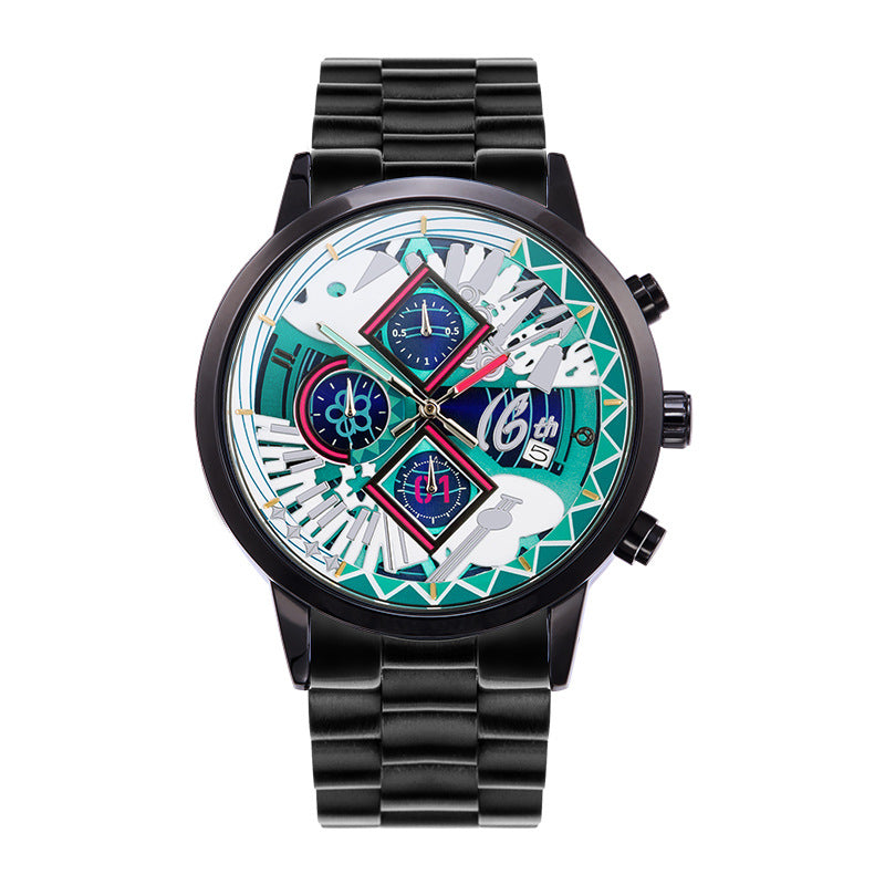Black Hatsune Miku 16th Anniversary Lucky Stone Quartz Watch