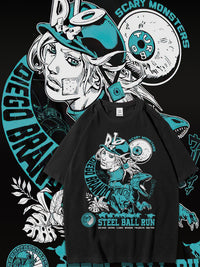 Dunlun Mosho Jojo's Bizarre Adventure Steel Ball Run Characters, Part 7, Short Sleeve T Shirt, 100% Cotton,