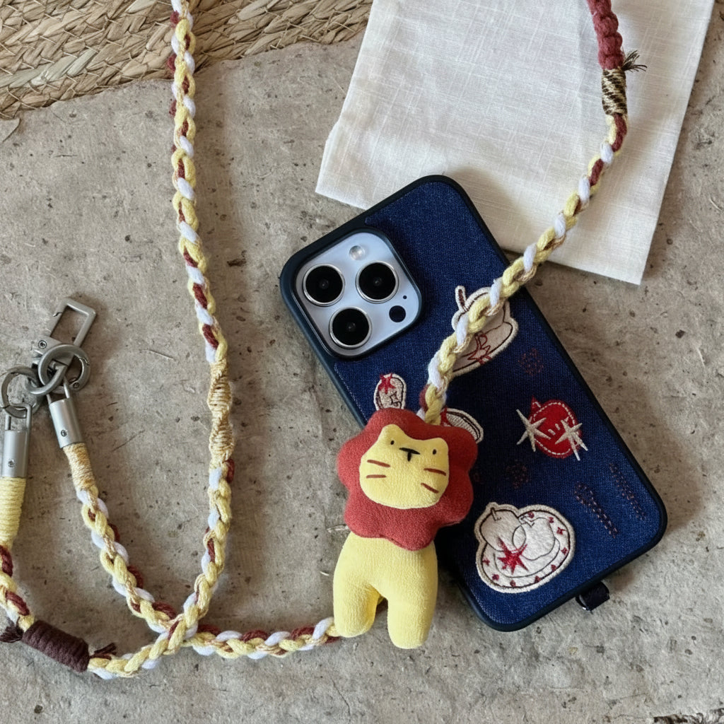 Handmade cartoon woven figurines, phone lanyards, pendants, camera INS cross cords, adjustable wrists, phone chains, shoulder straps
