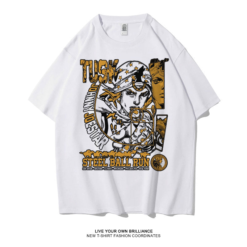 Dunlun Mosho Jojo's Bizarre Adventure Steel Ball Run Characters, Part 7, Short Sleeve T Shirt, 100% Cotton,