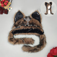 Dark Kawaii Faux Fur Cat Ear Hood Hat