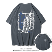 Dunlun Moshu Attack on Titan Wings of Freedom Aniem T Shirt, short sleeve, black canvas, statement tee, loose fit, crew neck