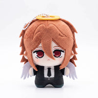 Yosida Chainsaw Man plush keychains featuring Makima, Aki, Kobeni, and Angel Devil characters on a white background.