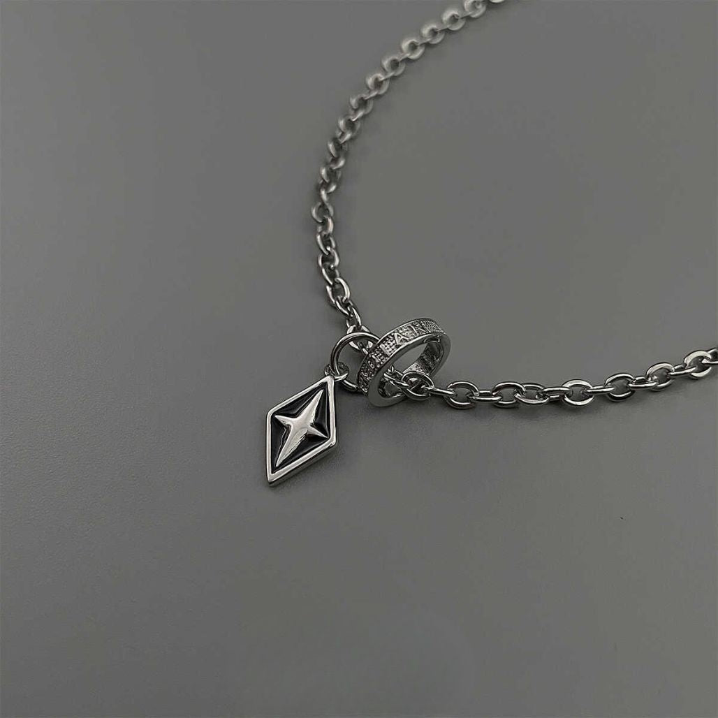 BAR CODE Diamond Pendant Necklace Titanium Steel - FIHEROE.