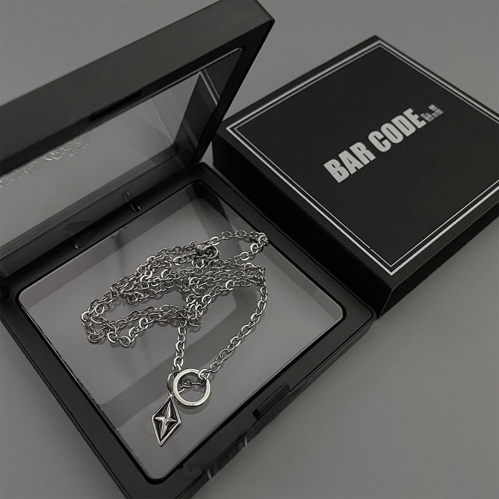 BAR CODE Diamond Pendant Necklace Titanium Steel - FIHEROE.