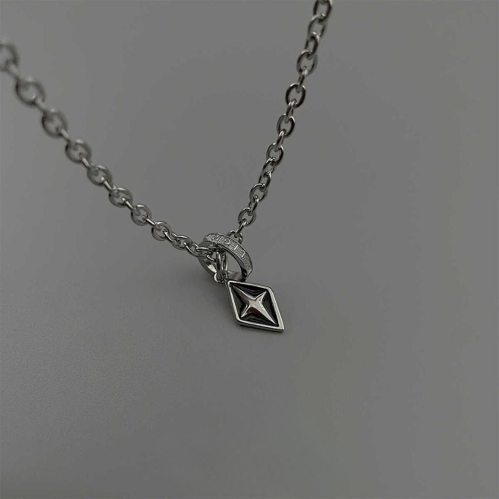 BAR CODE Diamond Pendant Necklace Titanium Steel - FIHEROE.