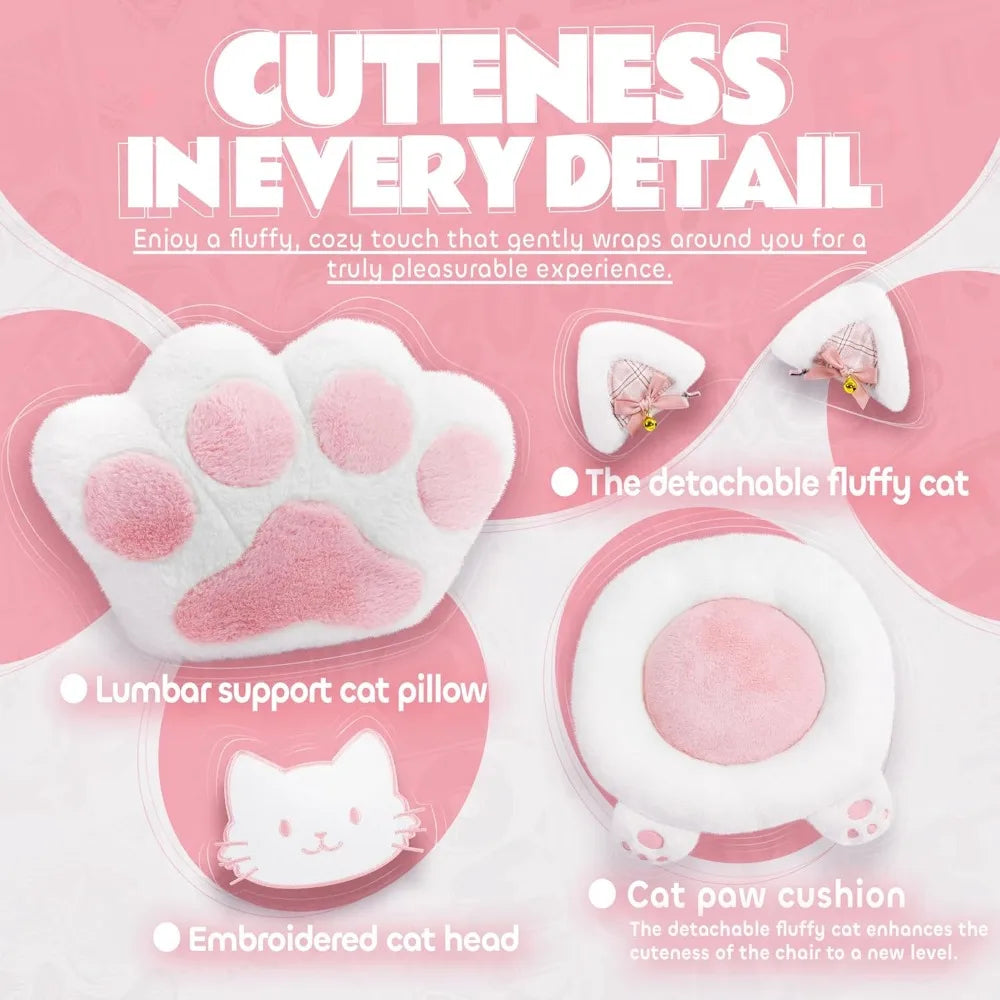 Cute Cat Ears Ergonomic Anime Gaming Chair - FIHEROE.