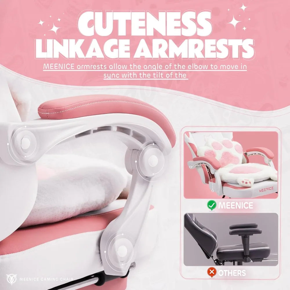 Cute Cat Ears Ergonomic Anime Gaming Chair - FIHEROE.