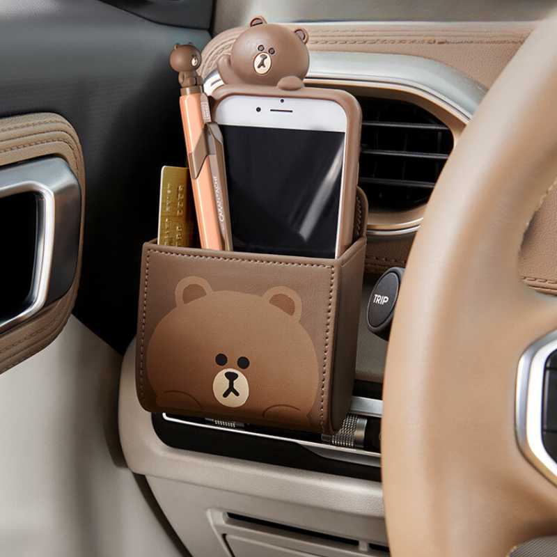 Cute Line Friends Anime Car Clip Storage Box - FIHEROE.