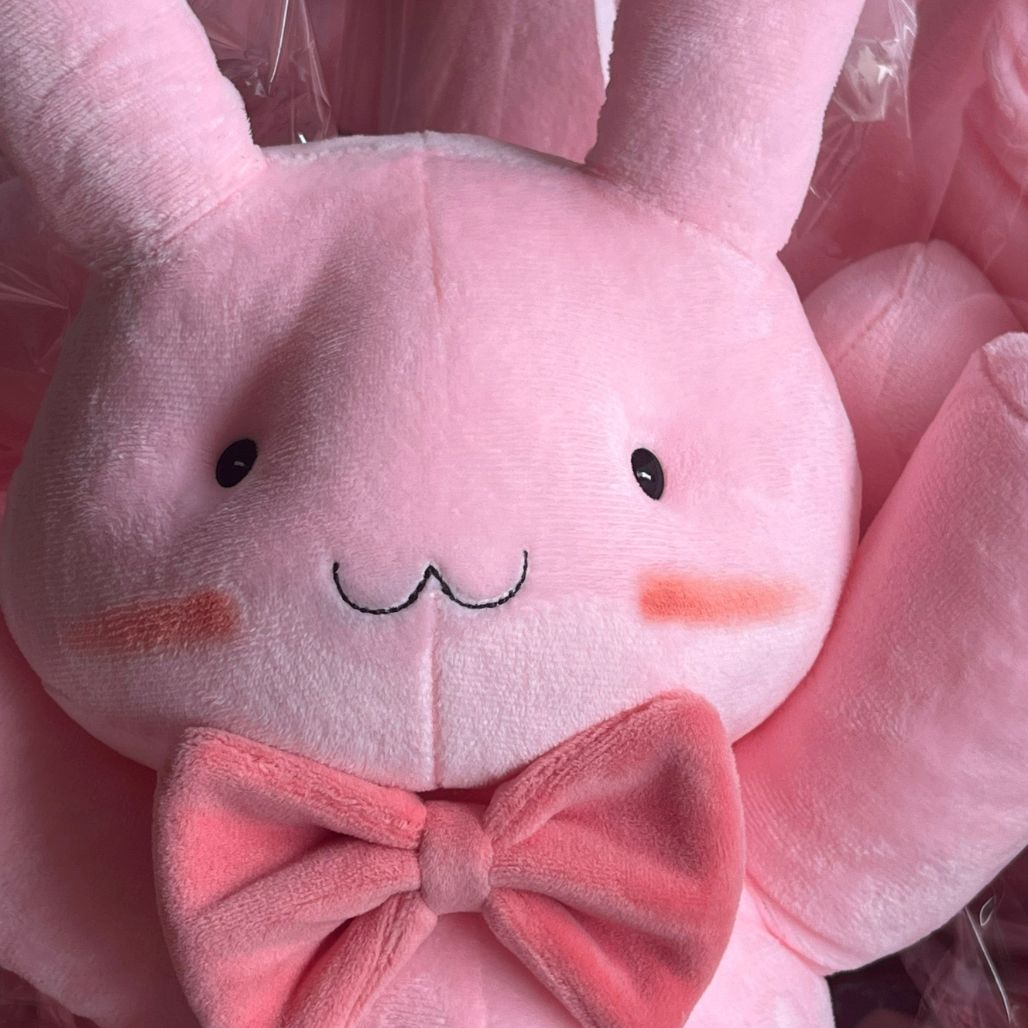 Cute Pink Bunny Plush with Bow Tie - FIHEROE.