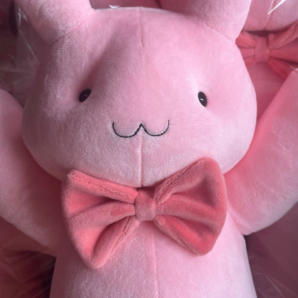 Cute Pink Bunny Plush with Bow Tie - FIHEROE.