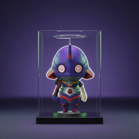 Colorful figurine with a purple and red design, neon genesis evangelion eva-01 chibi figure