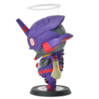 Colorful figurine with a purple and red design, neon genesis evangelion eva-01 chibi figure