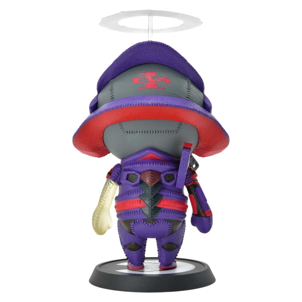 Colorful figurine with a purple and red design, neon genesis evangelion eva-01 chibi figure