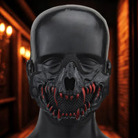 Dark Animal Skull Half Mask with Crimson Fangs - FIHEROE.