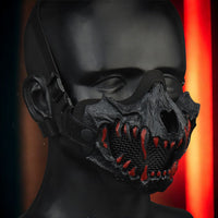 Dark Animal Skull Half Mask with Crimson Fangs - FIHEROE.