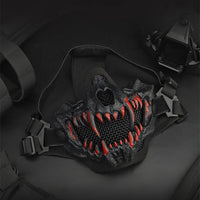 Dark Animal Skull Half Mask with Crimson Fangs - FIHEROE.