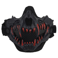 Dark Animal Skull Half Mask with Crimson Fangs - FIHEROE.