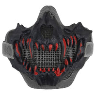 Dark Animal Skull Half Mask with Crimson Fangs - FIHEROE.