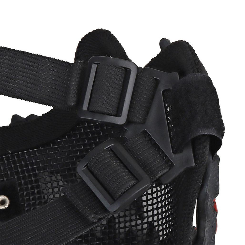 Dark Animal Skull Half Mask with Crimson Fangs - FIHEROE.