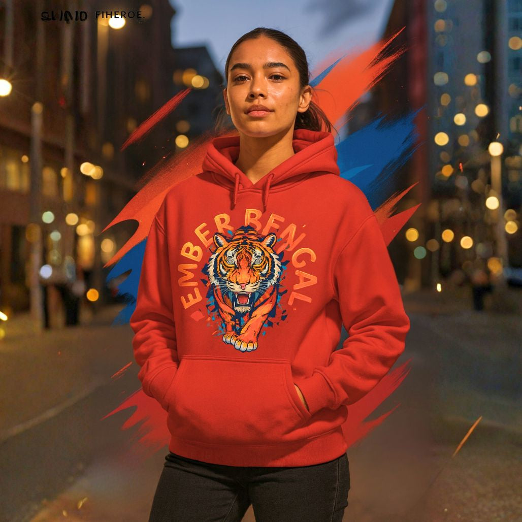 Ember Bengal Fire Graphic Animal Hoodie - FIHEROE.