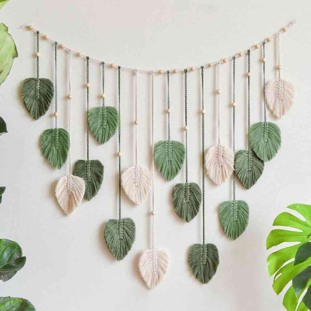 Fairycore Boho FiberArt Heart Shaped Leaf Garland - FIHEROE.