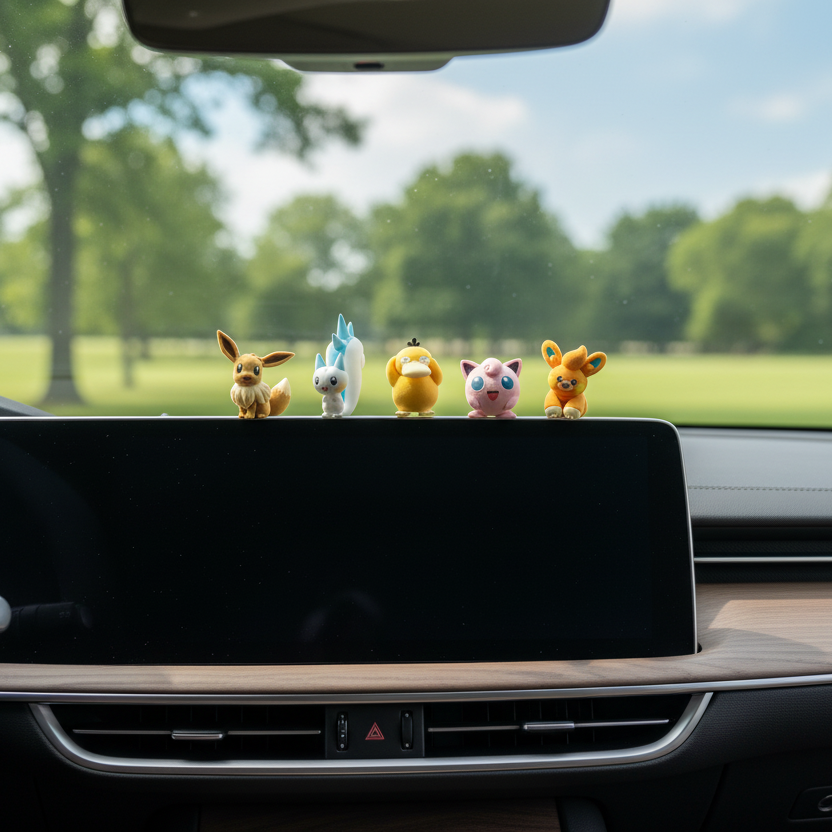 Flocked Figures Firmly Placed on Dashboard