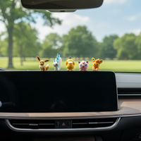 Flocked Figures Firmly Placed on Dashboard